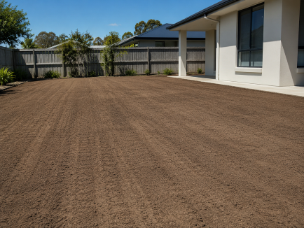 Freshly prepared soil graded and ready for new turf