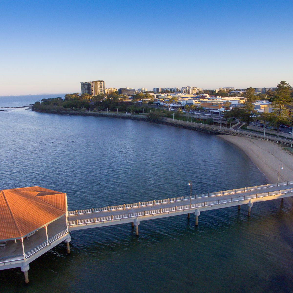 Redcliffe jetty and foreshore looking toward the town centre