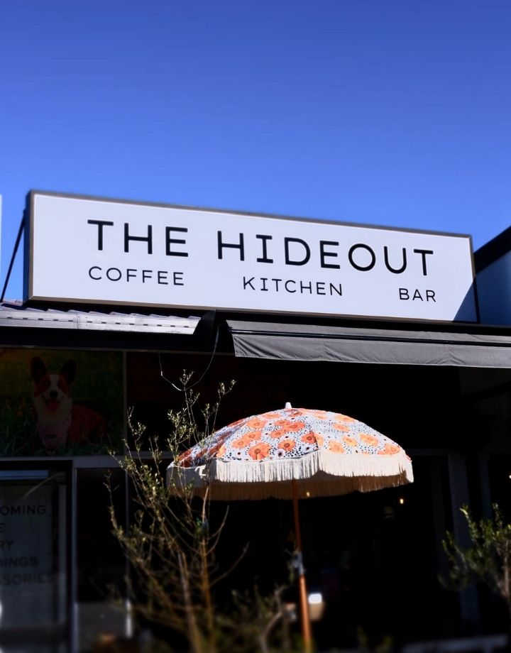 The Hideout coffee, kitchen and bar signage in Narangba